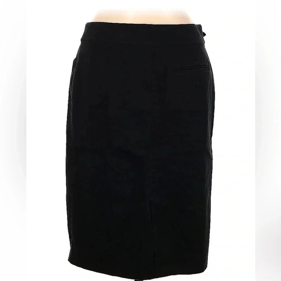 Lauren Ralph Lauren | Black Vintage Pencil Skirt Size 6 Attached Belt & Buckle - Picture 2 of 6